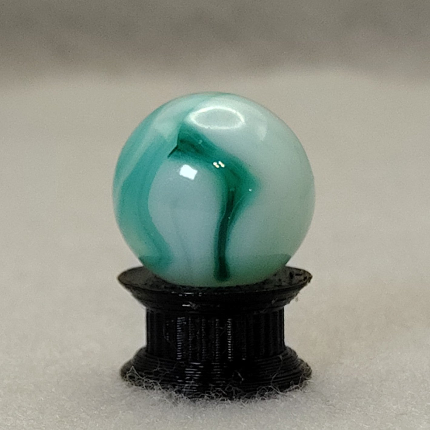 16.5mm Translucent Teal & White Swirl Marble, Ravenswood? Champion? NM+