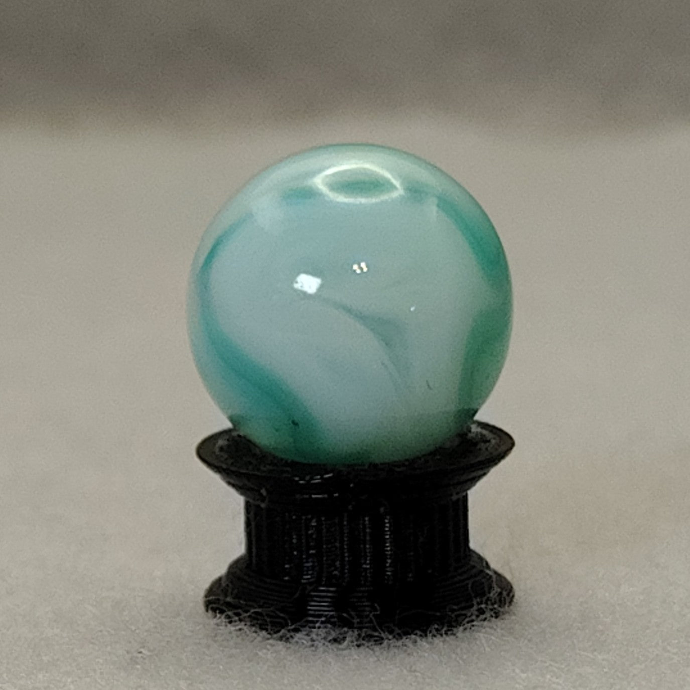 16.5mm Translucent Teal & White Swirl Marble, Ravenswood? Champion? NM+