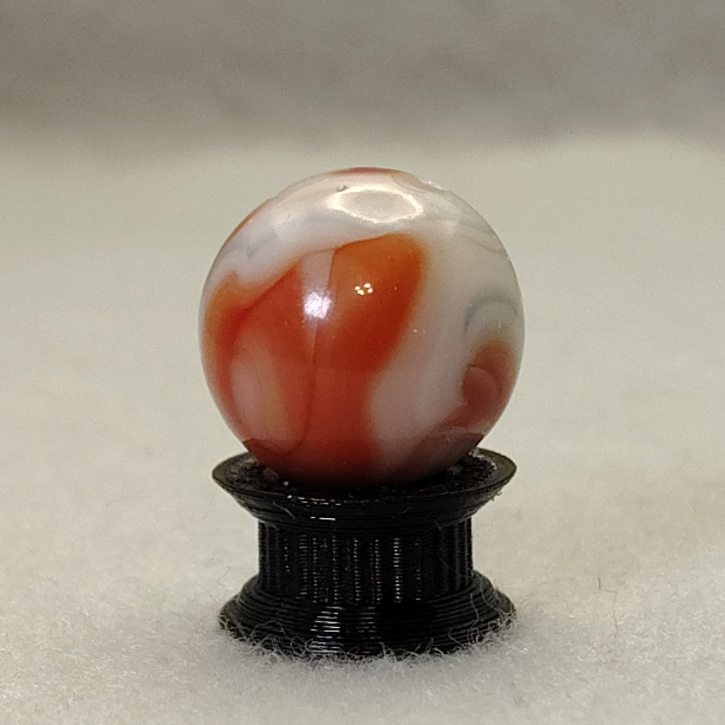 17mm Ravenswood Red White Blue Swirl Marble Off Round cond: GOOD