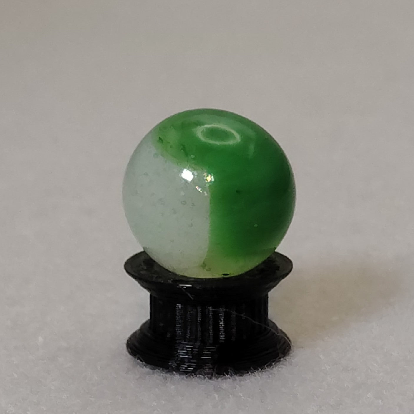 16mm Akro Agate Marble: Mossy Agate Green w/Aventurine NM+