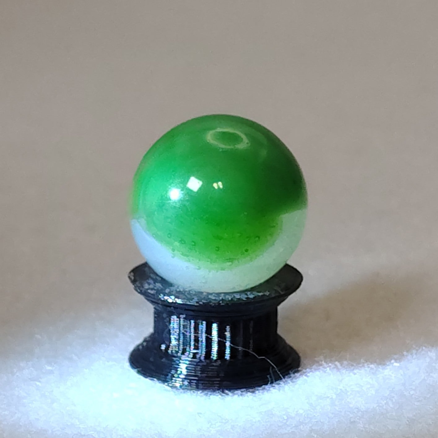 16mm Akro Agate Marble: Mossy Agate Green w/Aventurine NM+