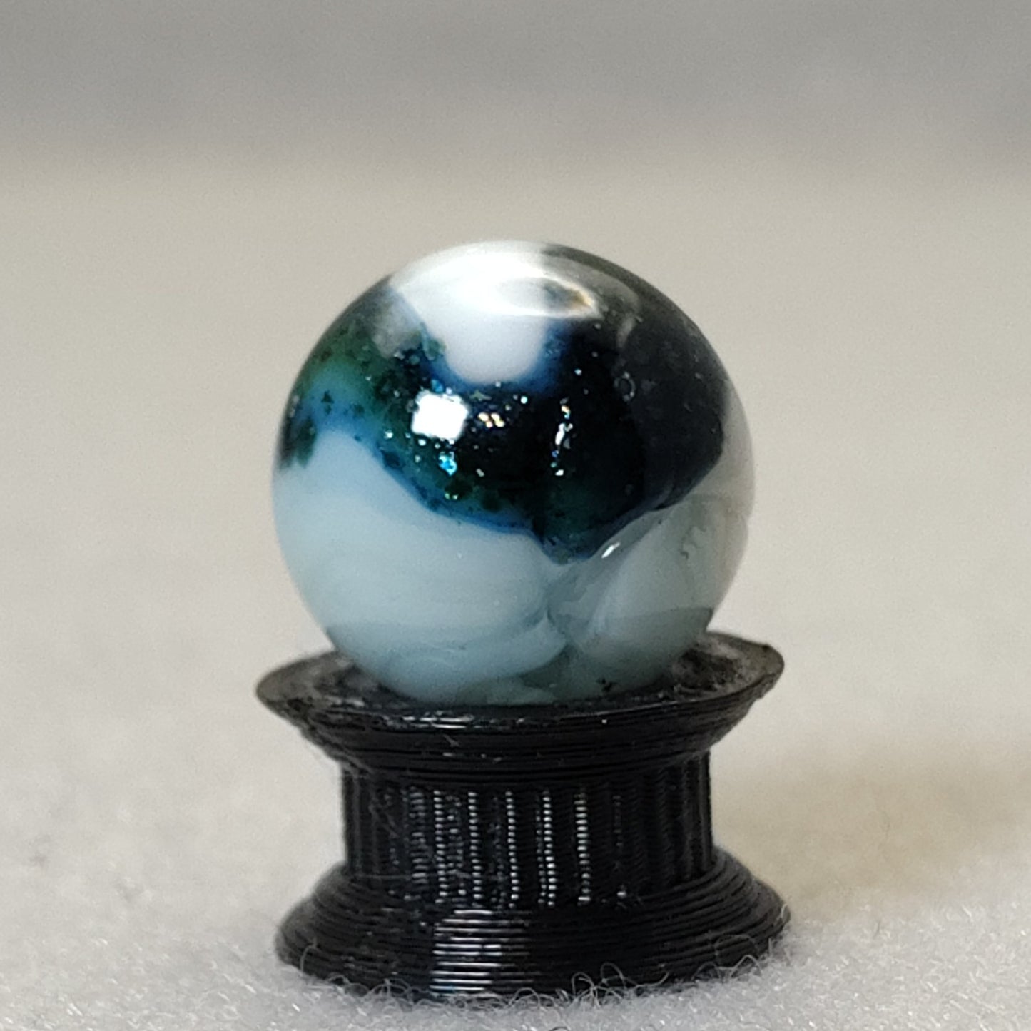 14.5mm Jabo swirl marble Loaded with blue & green AVENTURINE, cold crease, NM+