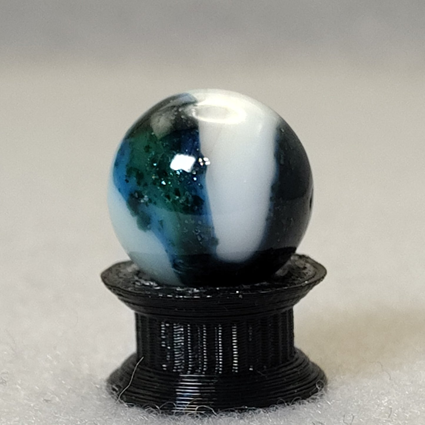14.5mm Jabo swirl marble Loaded with blue & green AVENTURINE, cold crease, NM+