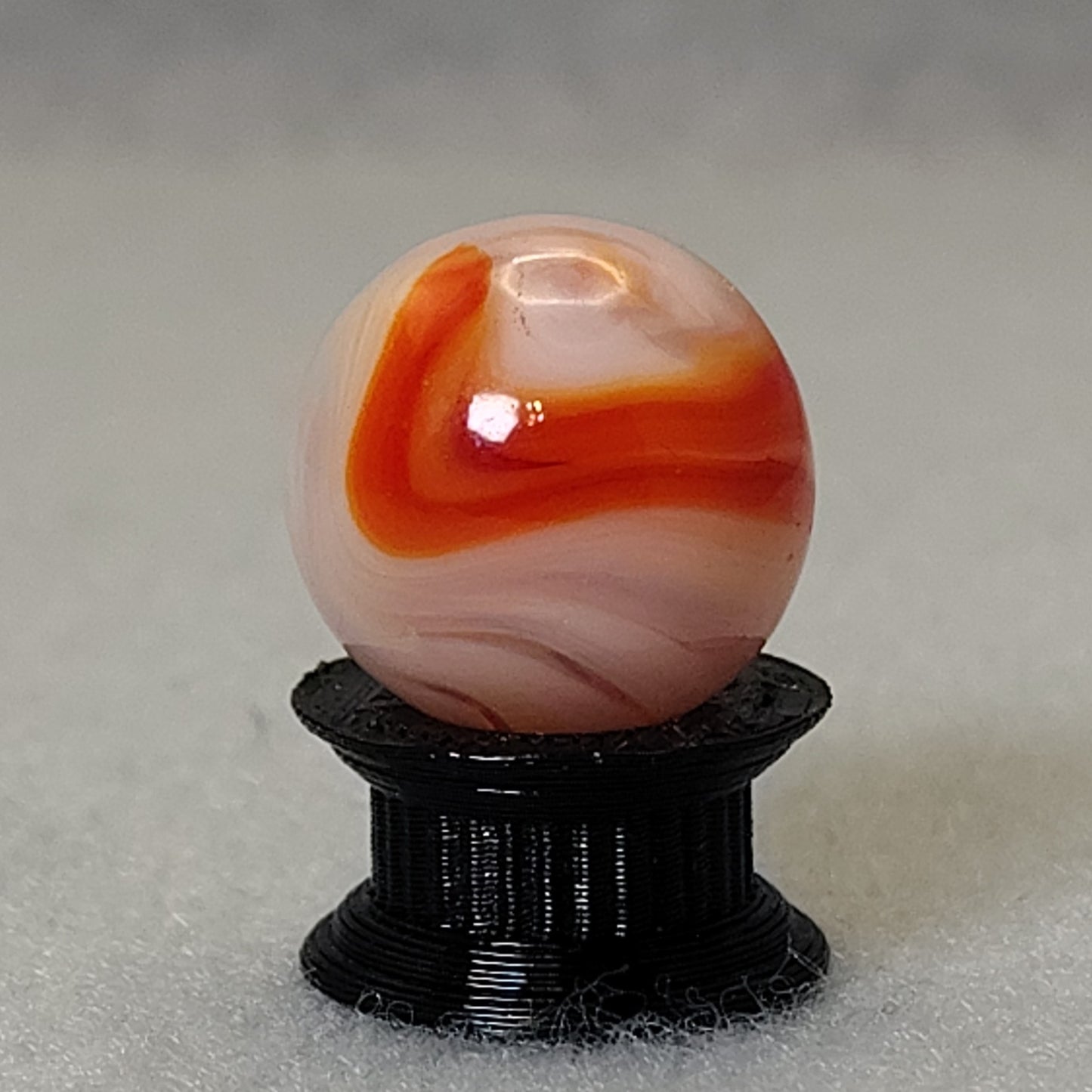 15.5mm Transparent Swirl Marble Red Peach Clear - Alley? NM