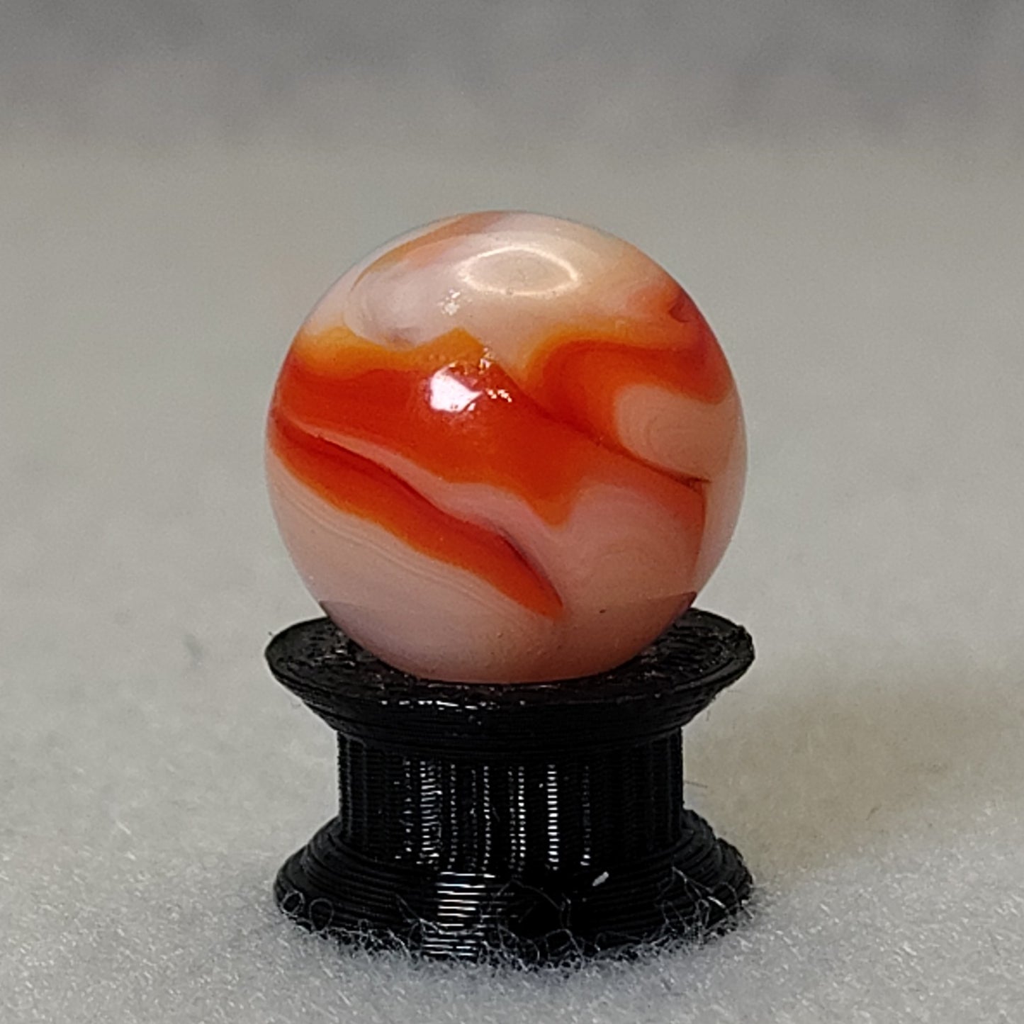 15.5mm Transparent Swirl Marble Red Peach Clear - Alley? NM