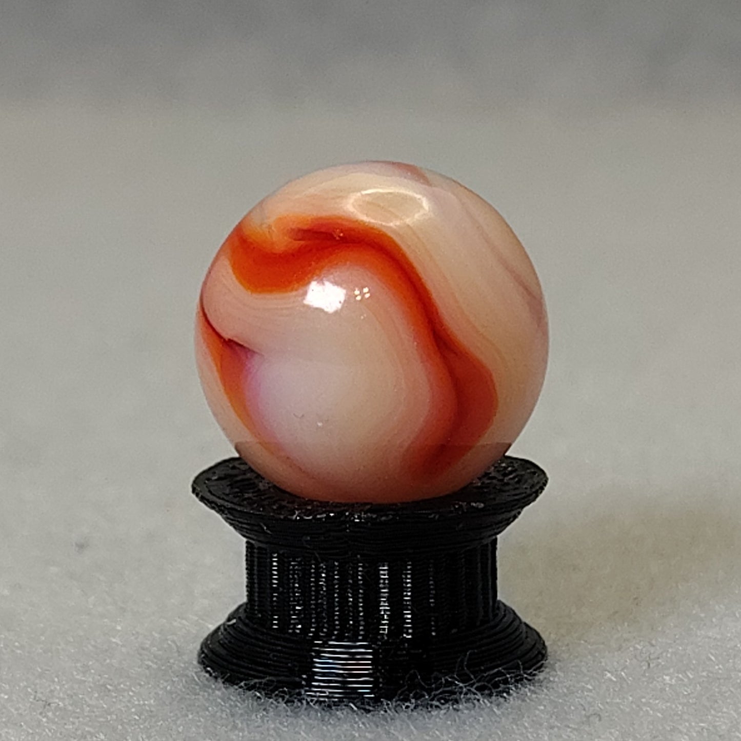 15.5mm Transparent Swirl Marble Red Peach Clear - Alley? NM