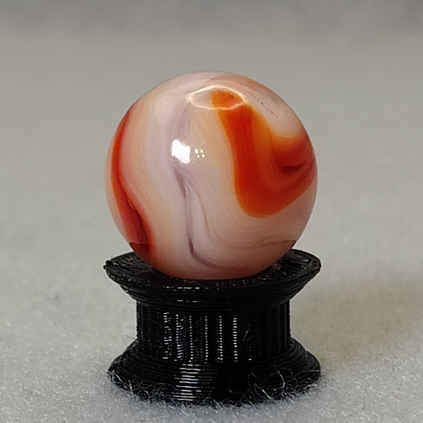 15.5mm Transparent Swirl Marble Red Peach Clear - Alley? NM