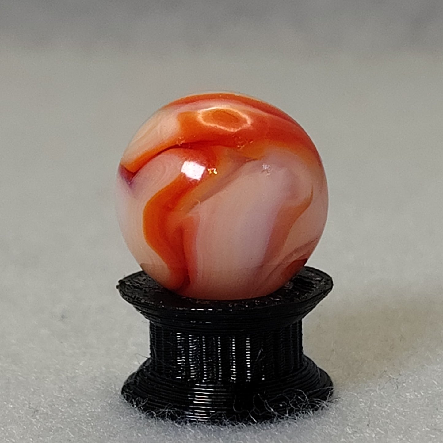 15.5mm Transparent Swirl Marble Red Peach Clear - Alley? NM