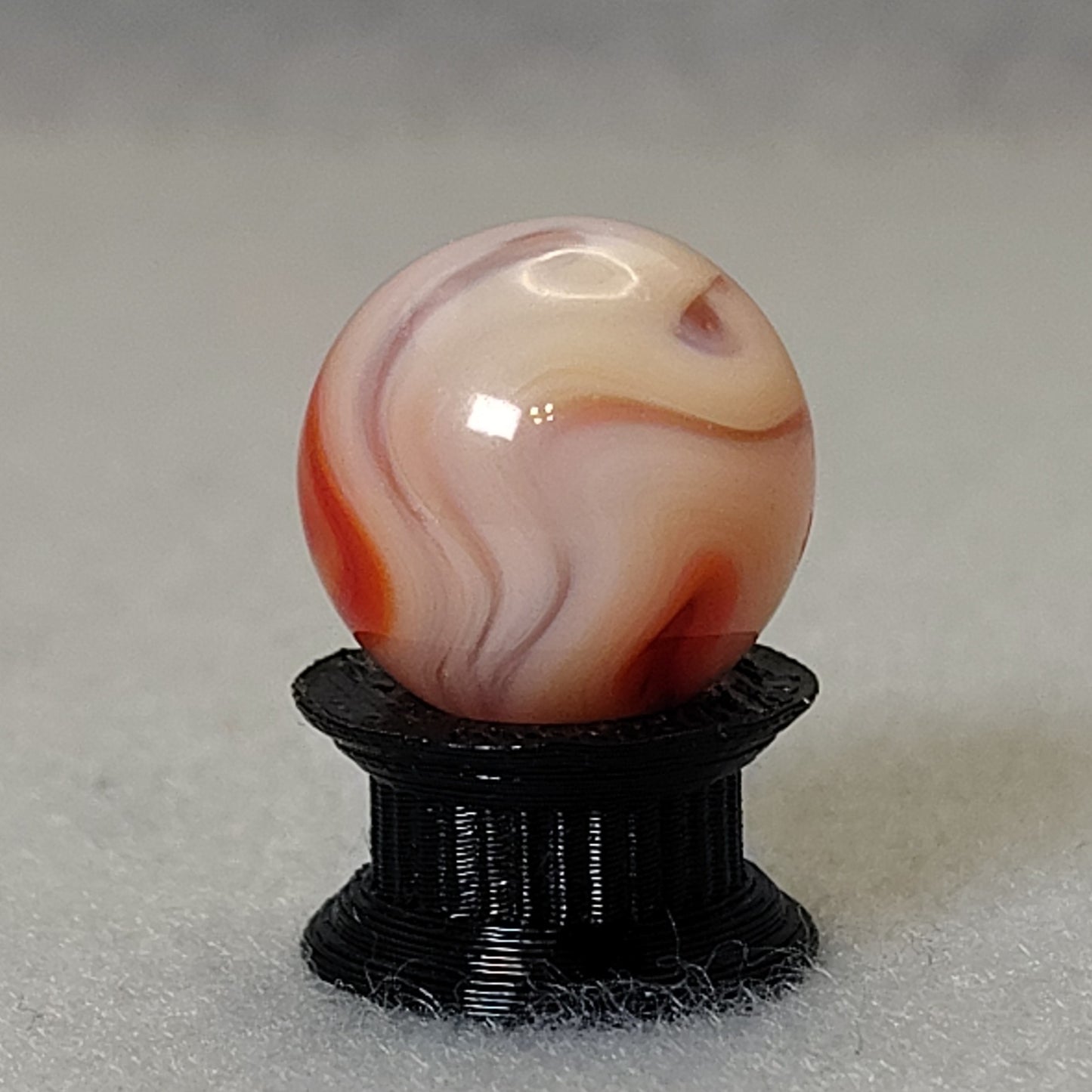 15.5mm Transparent Swirl Marble Red Peach Clear - Alley? NM