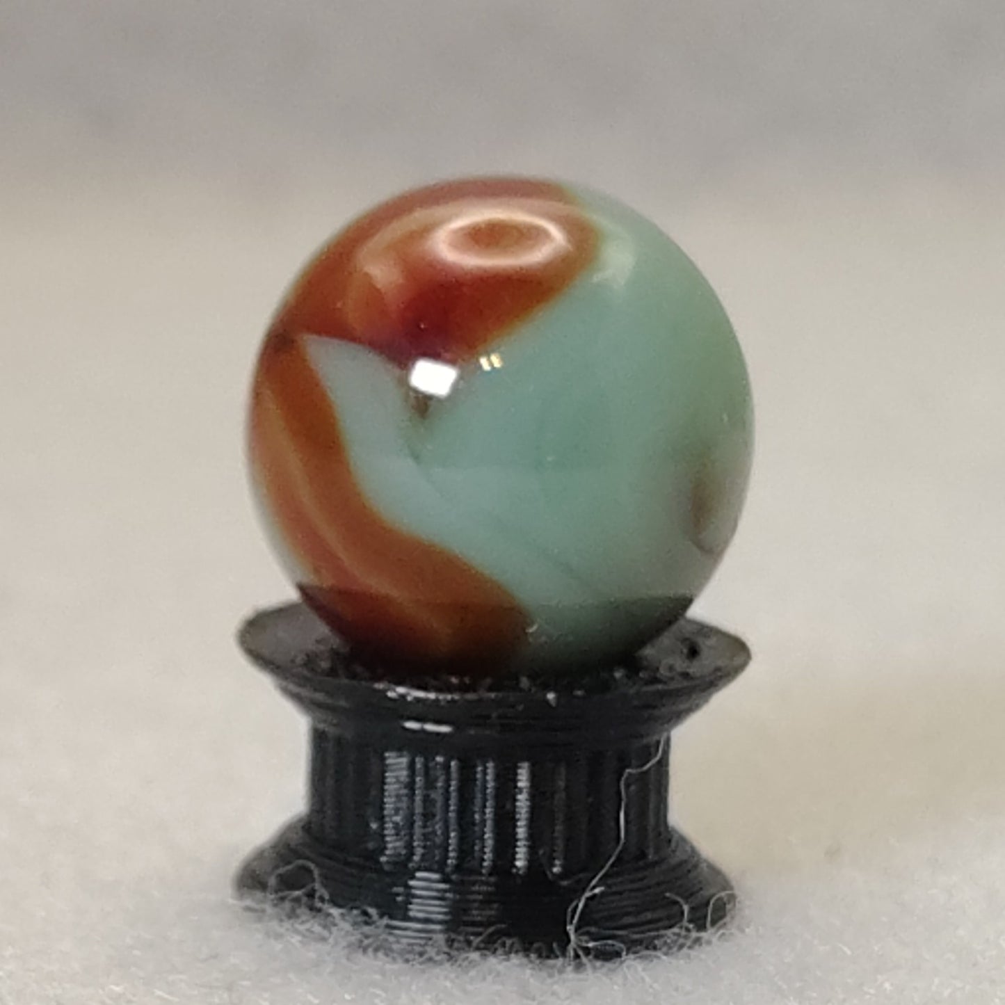 16mm Transparent Teal & Rust Swirl marble - Ravenswood? NM+