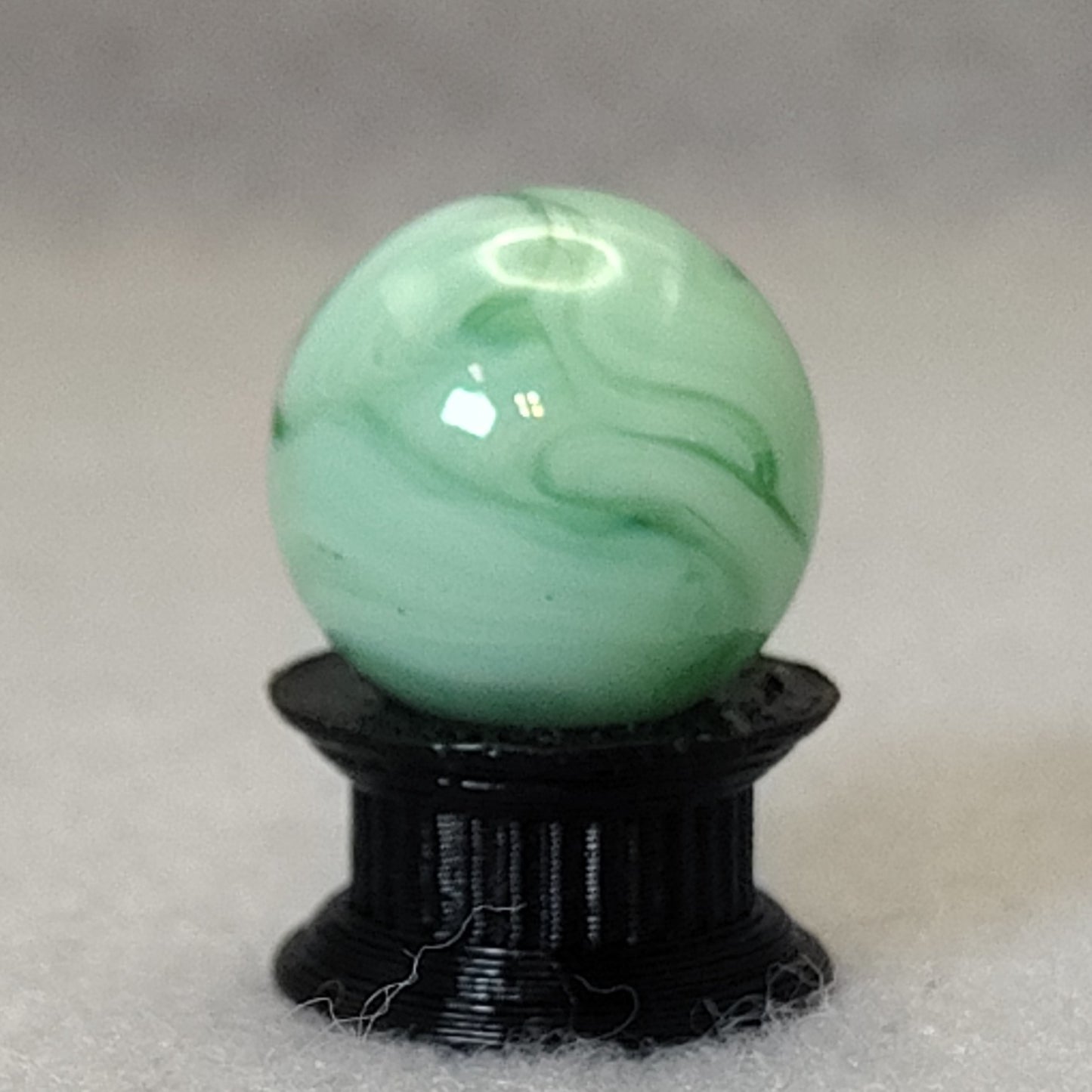 15.5mm Transparent Green & White Swirl Marble Champion? NM