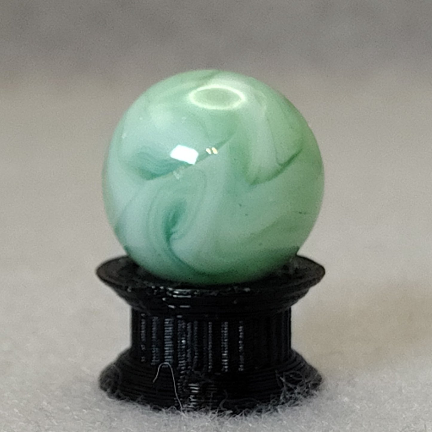 15.5mm Transparent Green & White Swirl Marble Champion? NM
