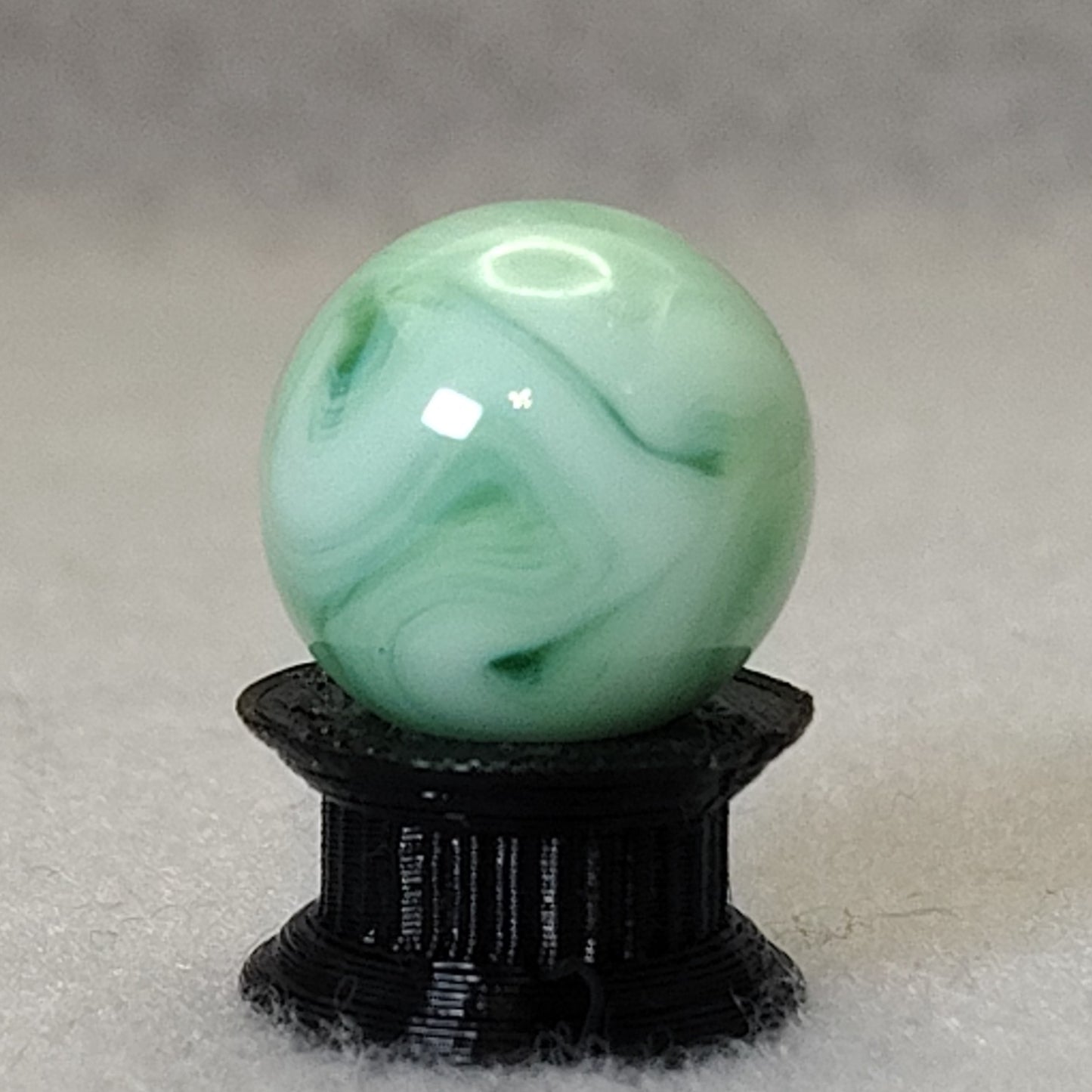 15.5mm Transparent Green & White Swirl Marble Champion? NM