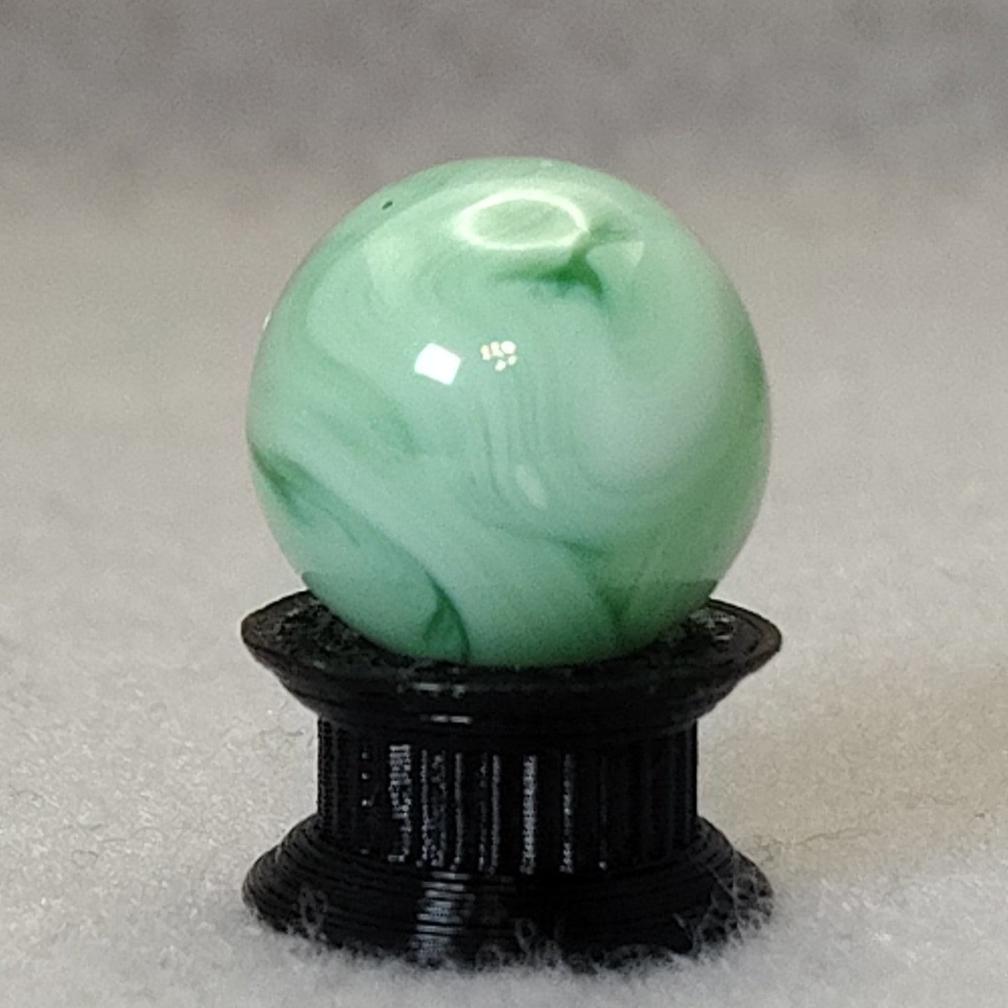 15.5mm Transparent Green & White Swirl Marble Champion? NM