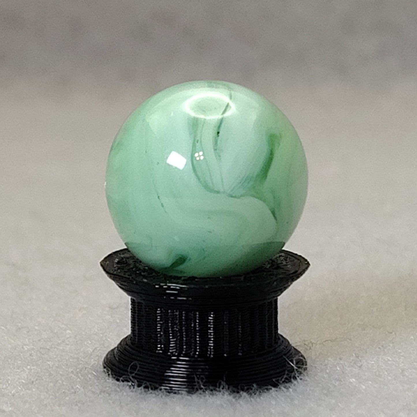 15.5mm Transparent Green & White Swirl Marble Champion? NM