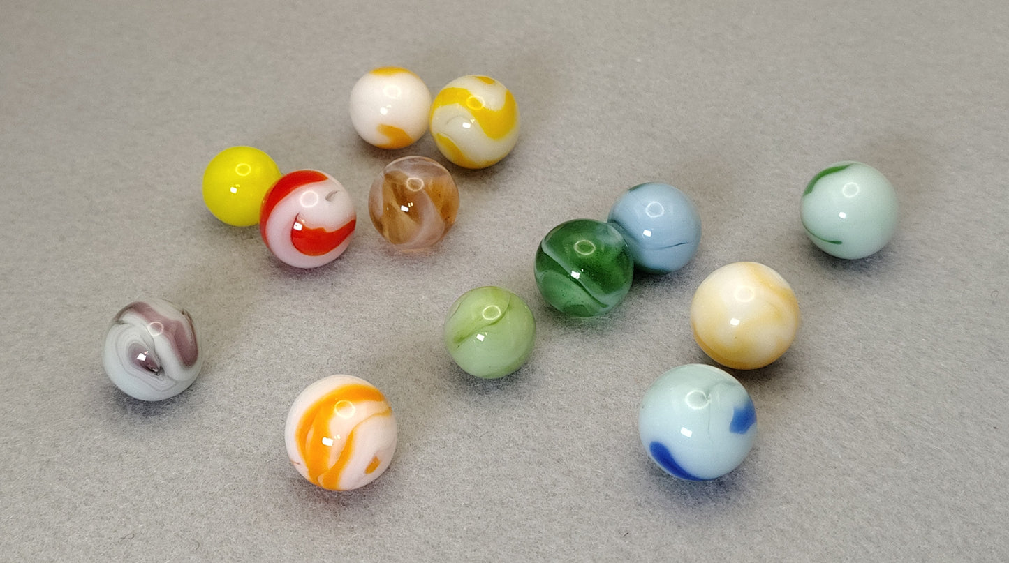 13pk random mix of Vintage Swirl Marbles 13-16.5mm NM-M