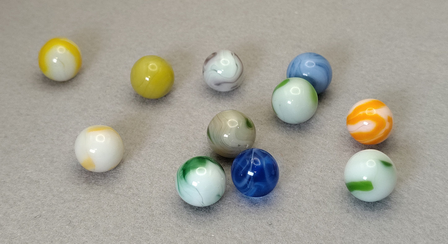 11pk random mix of Vintage Swirl Marbles 14-15.5mm NM-M