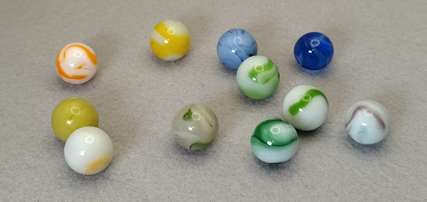 11pk random mix of Vintage Swirl Marbles 14-15.5mm NM-M