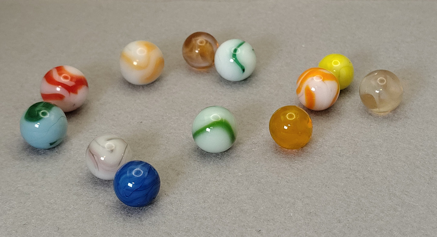 12pk random mix of Vintage Swirl Marbles 13.5-16mm NM+ to M