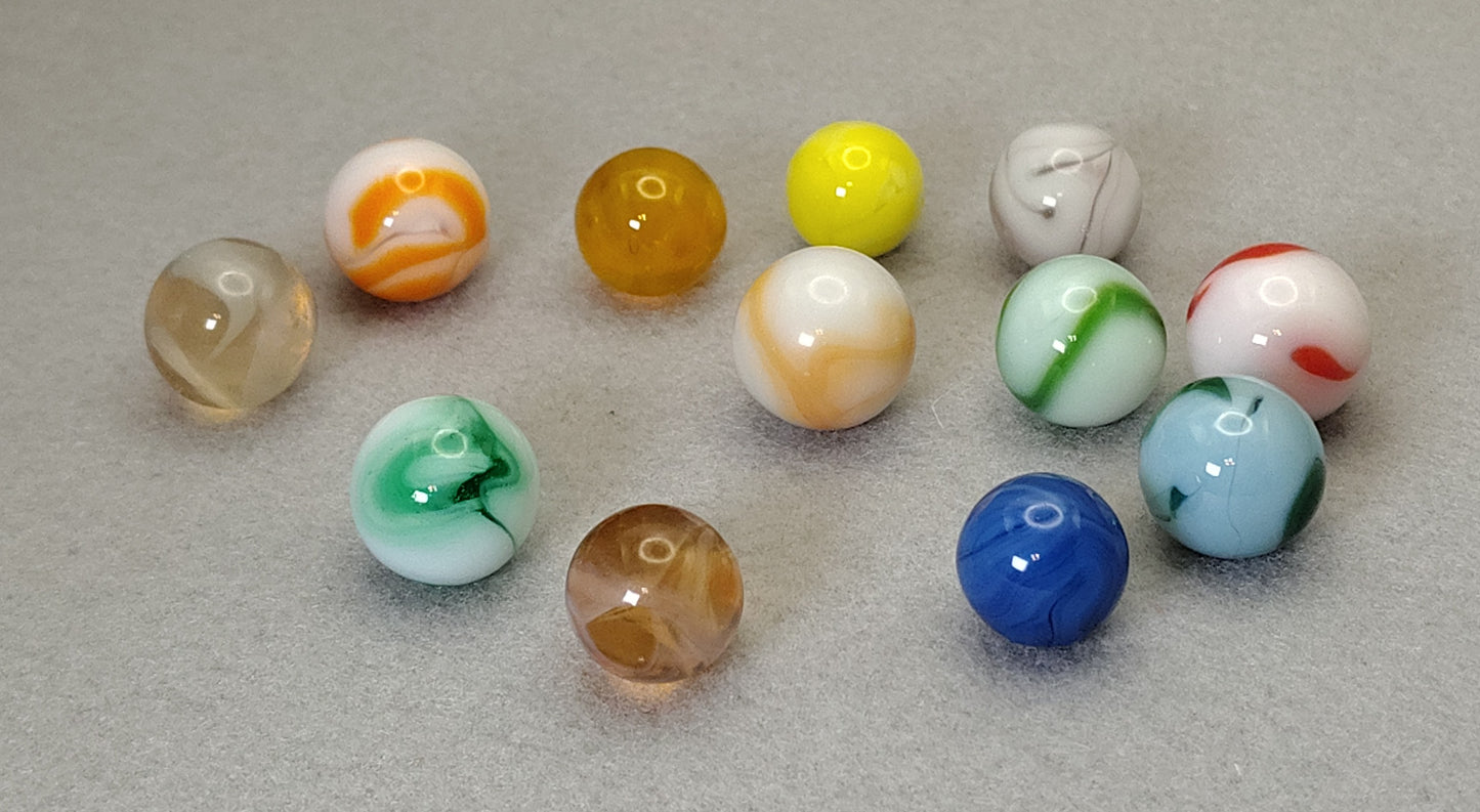 12pk random mix of Vintage Swirl Marbles 13.5-16mm NM+ to M