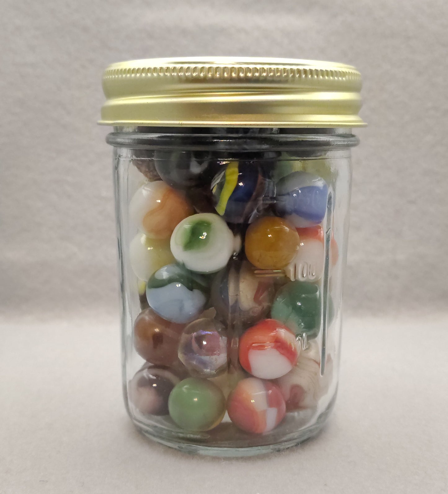 ~60 Vintage Marbles in a jelly jar see desc for makers NM-M