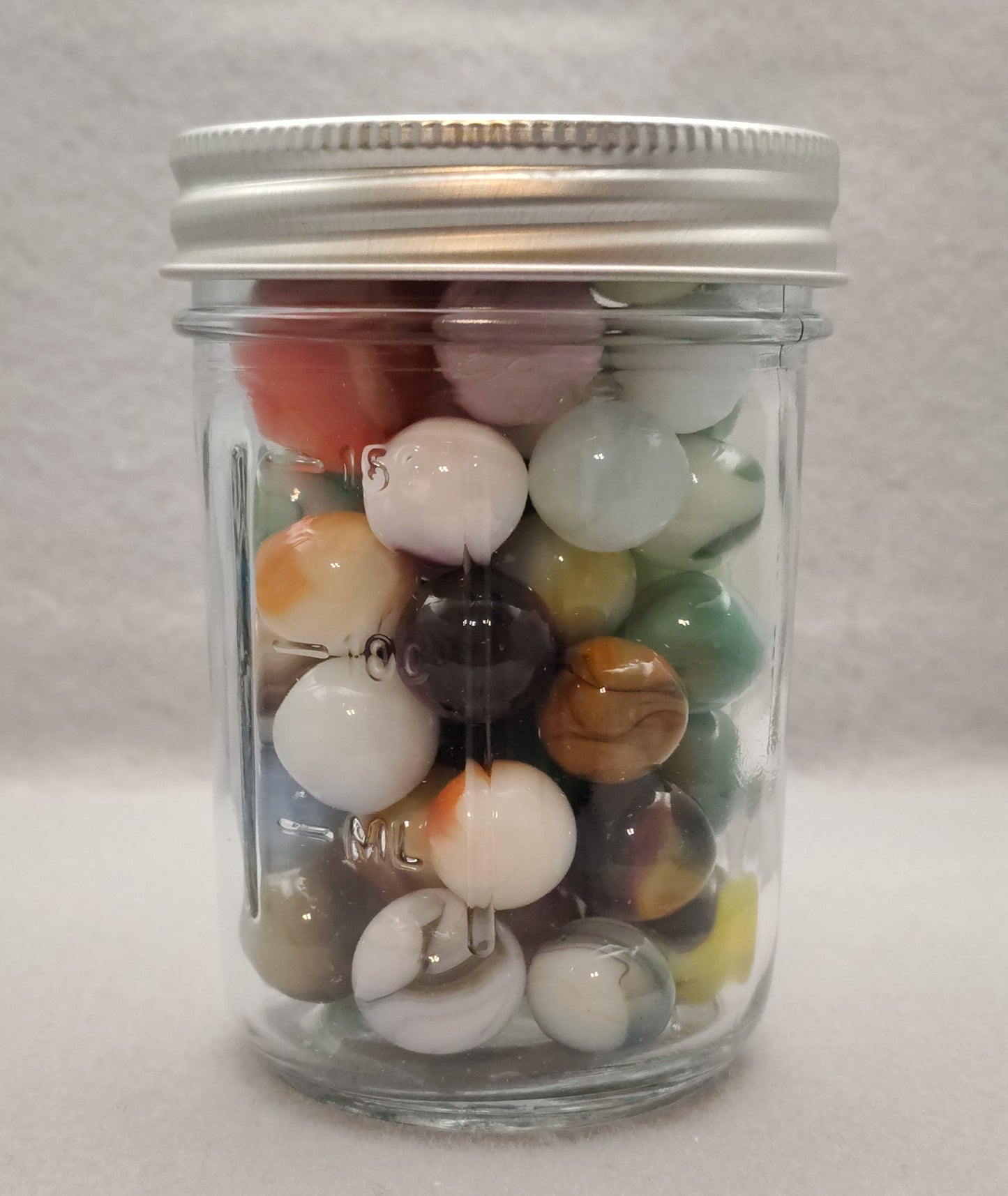 ~60 Swirl Marbles- 99% JABO in Jelly Jar MINT
