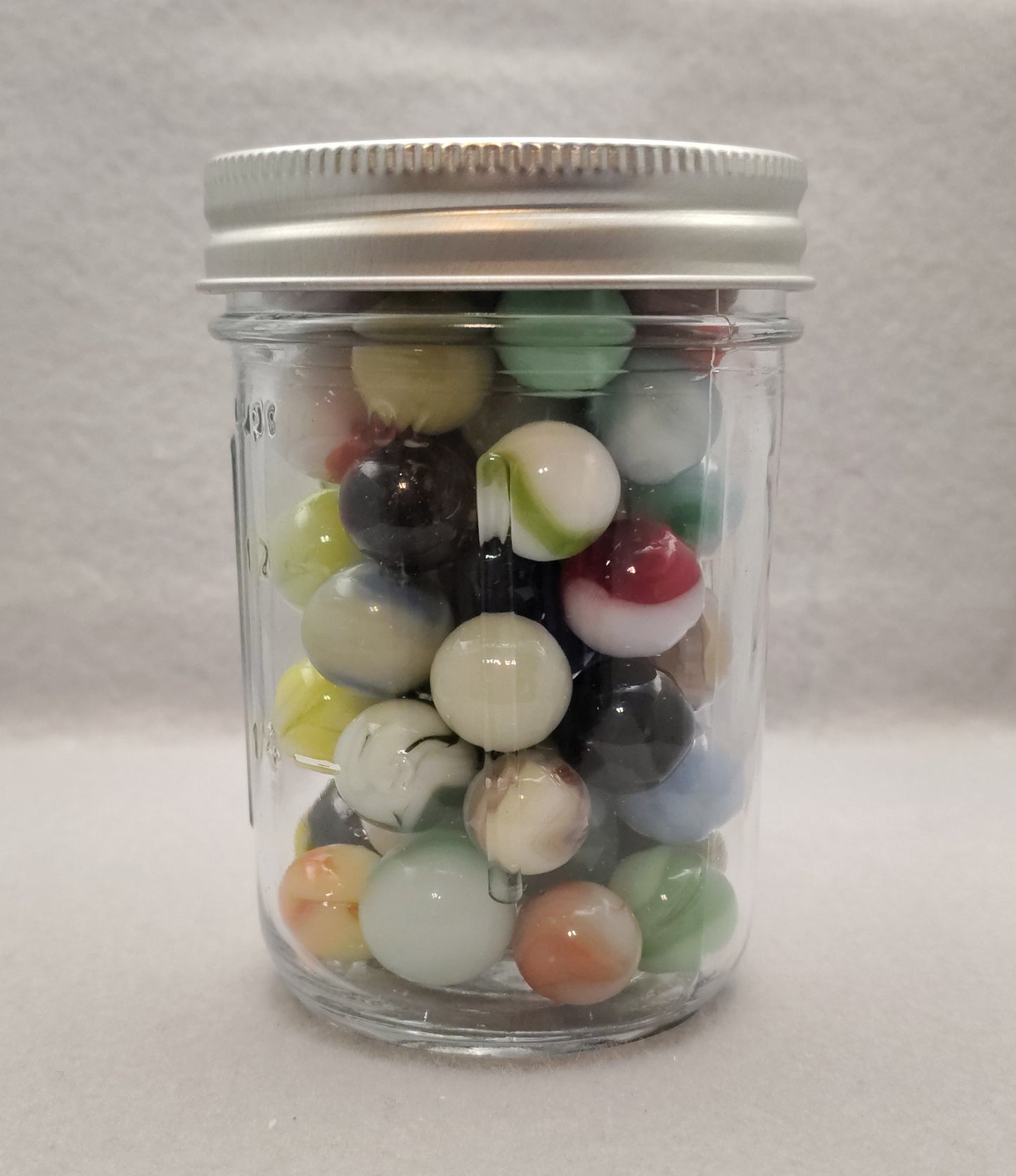 ~60 Swirl Marbles- 99% JABO in Jelly Jar MINT