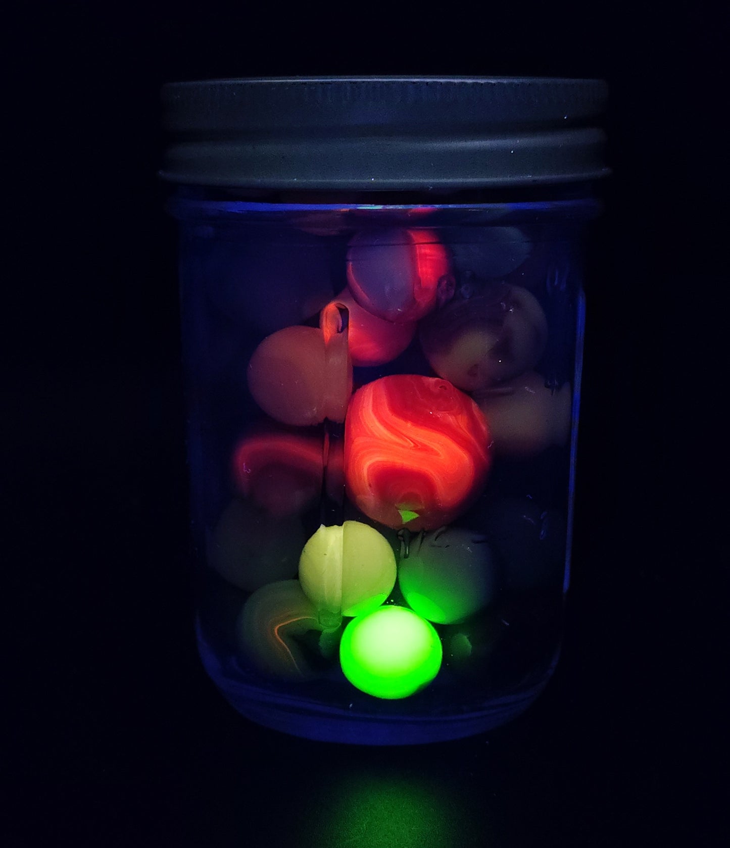 ~60 Swirl Marbles- 99% JABO in Jelly Jar MINT