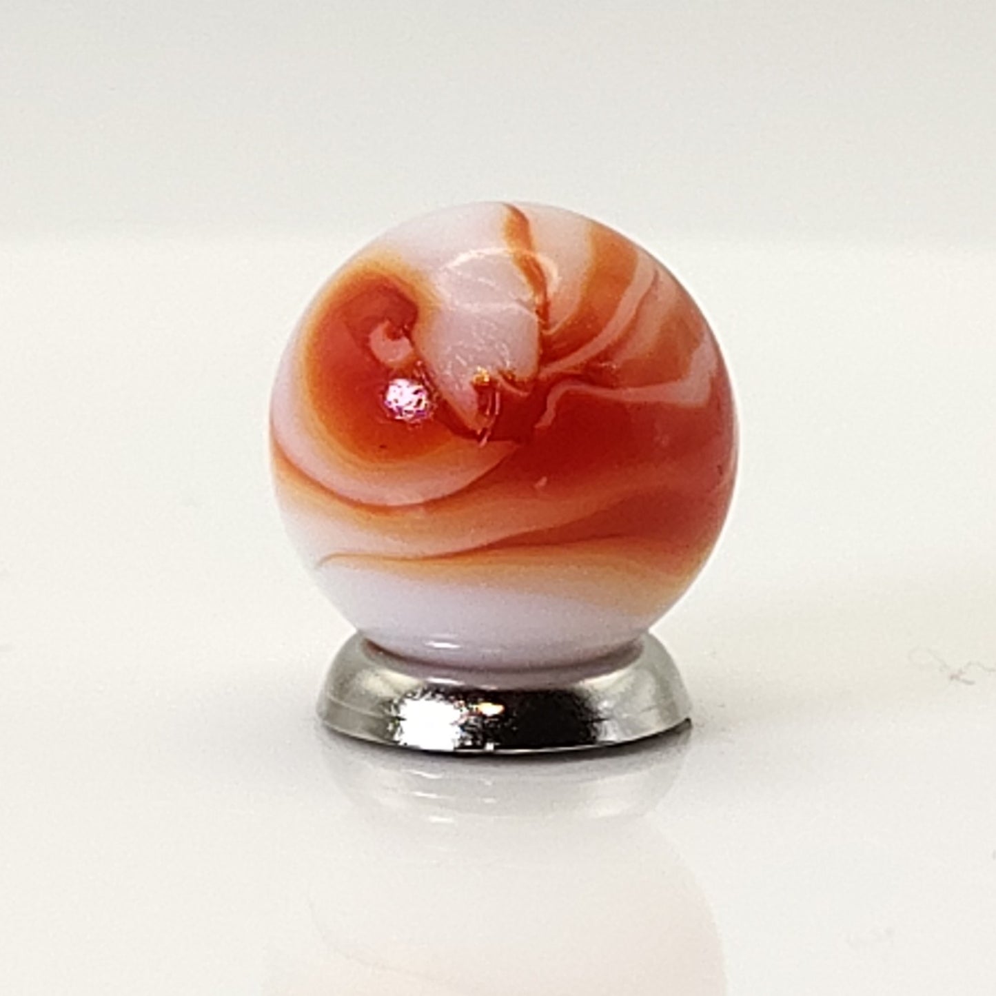 16mm Red & White Swirl Marble (alley?) NM