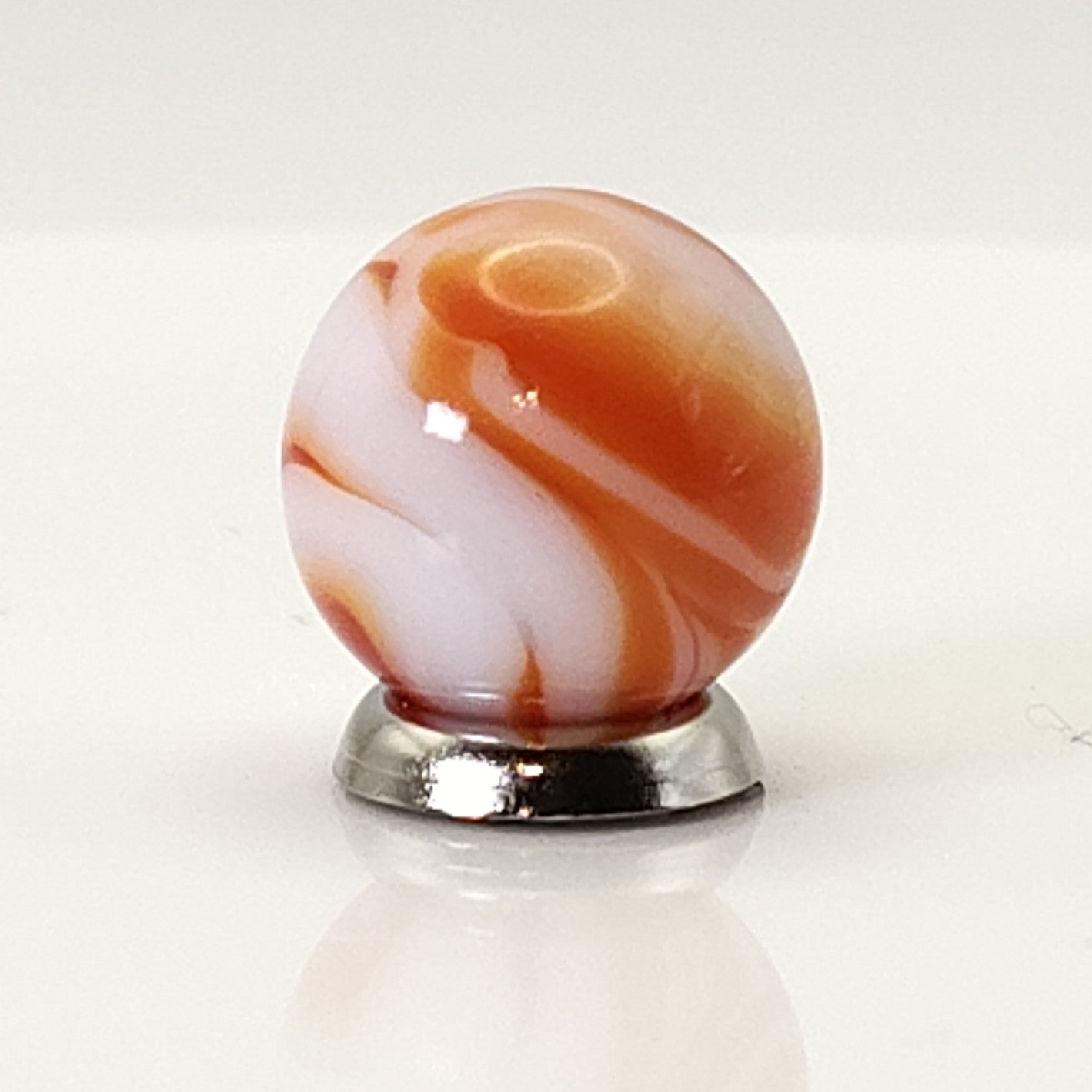 16mm Red & White Swirl Marble (alley?) NM