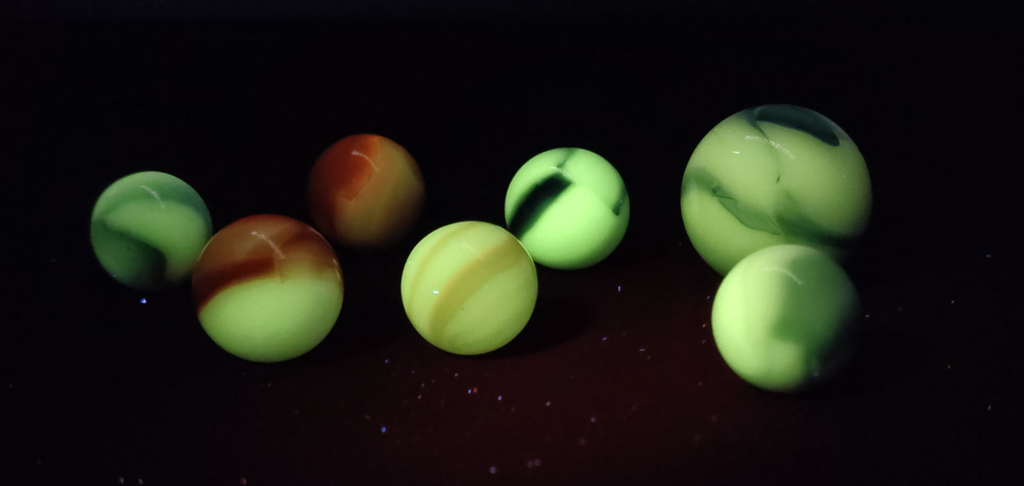 7 pack 9/16-7/8" glowing Peltier Rainbos, Shooter has orange peel feel NM to M
