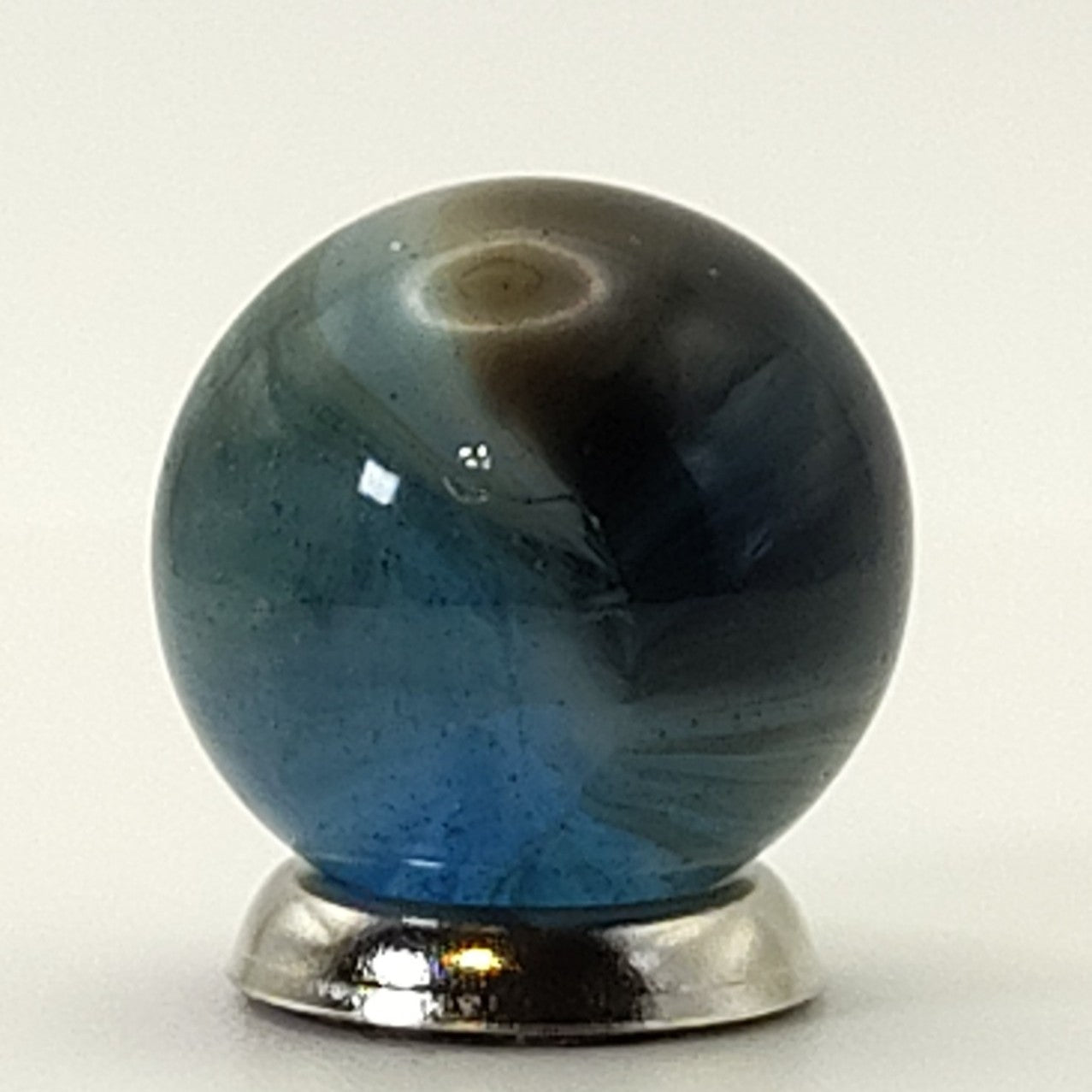5/8" Akro Agate Sparkler Marble Blue & Brown NM++