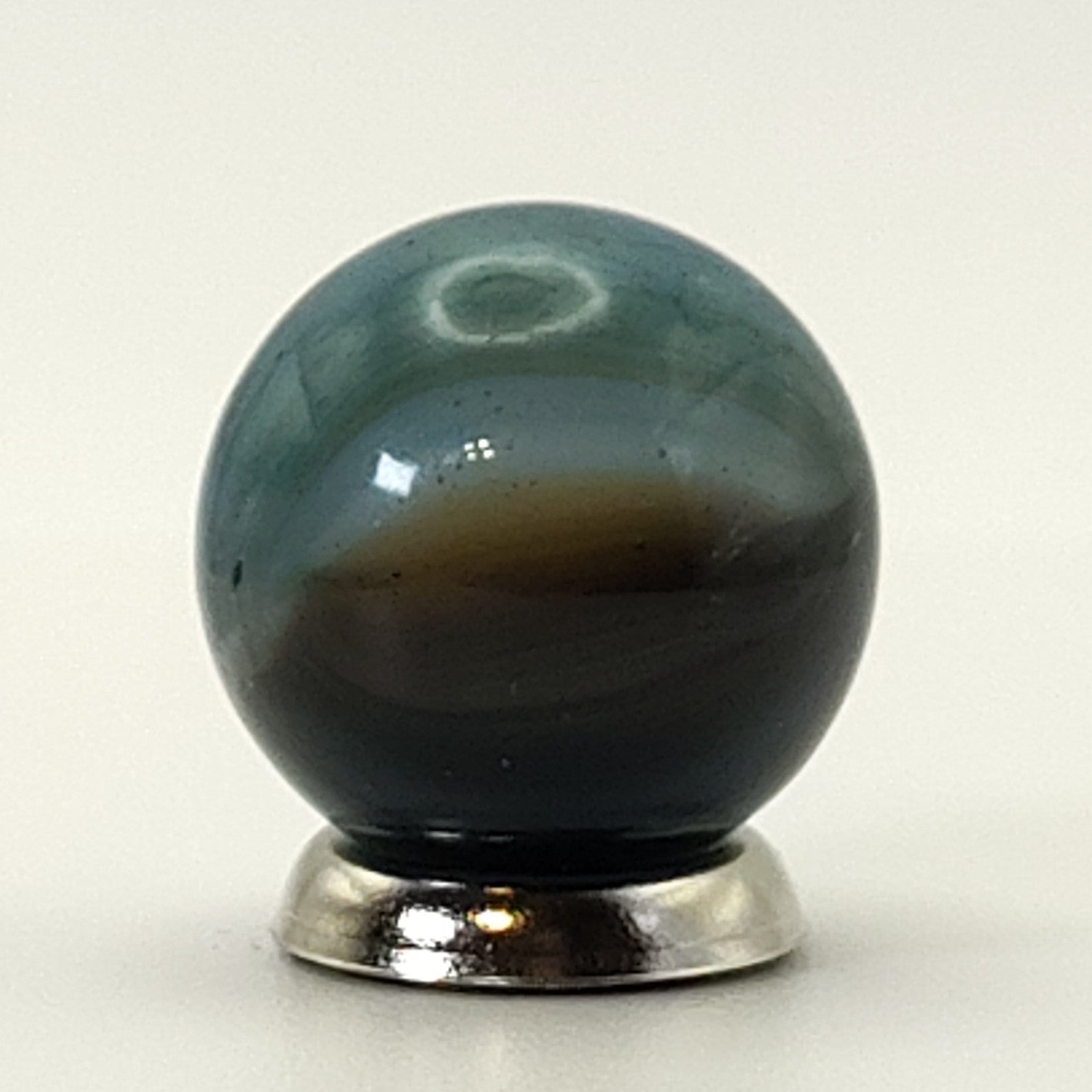 5/8" Akro Agate Sparkler Marble Blue & Brown NM++
