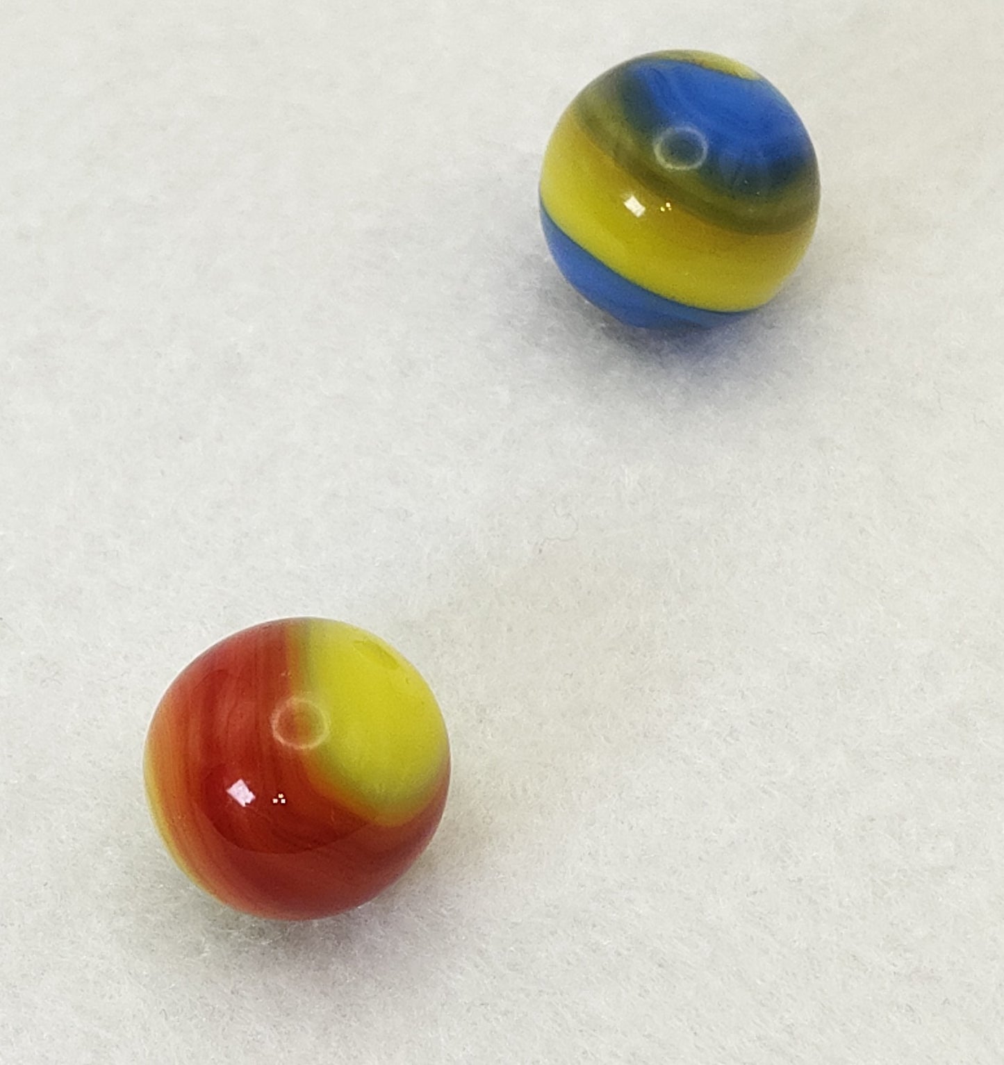 17mm 2pk Akro Agate Special Corkscrew Marbles Yellow/ Blue/ Red NM++
