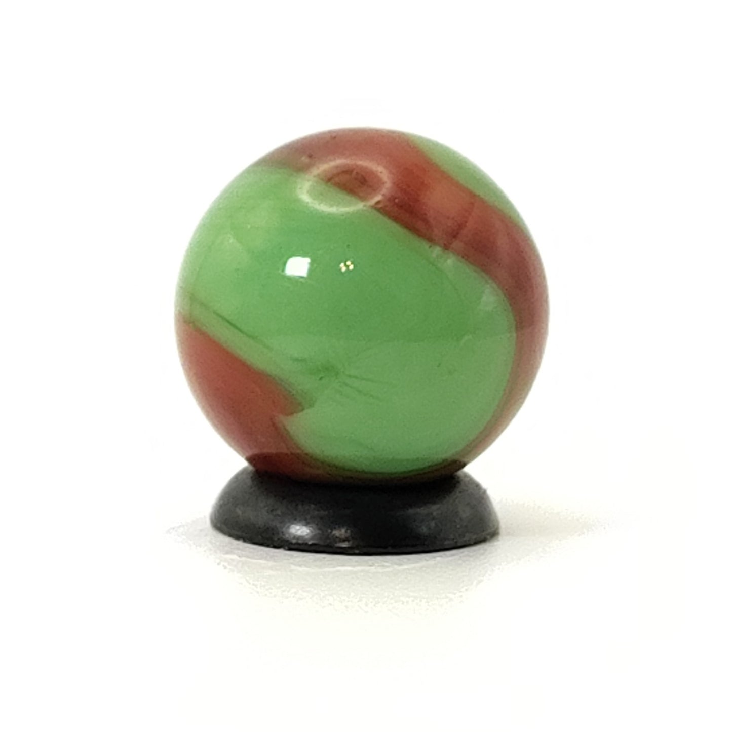 5/8" Akro Agate Prizename Corkscrew Marble Lime Green & red w/eyelashes NM