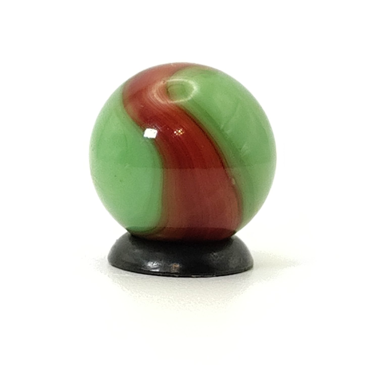 5/8" Akro Agate Prizename Corkscrew Marble Lime Green & red w/eyelashes NM