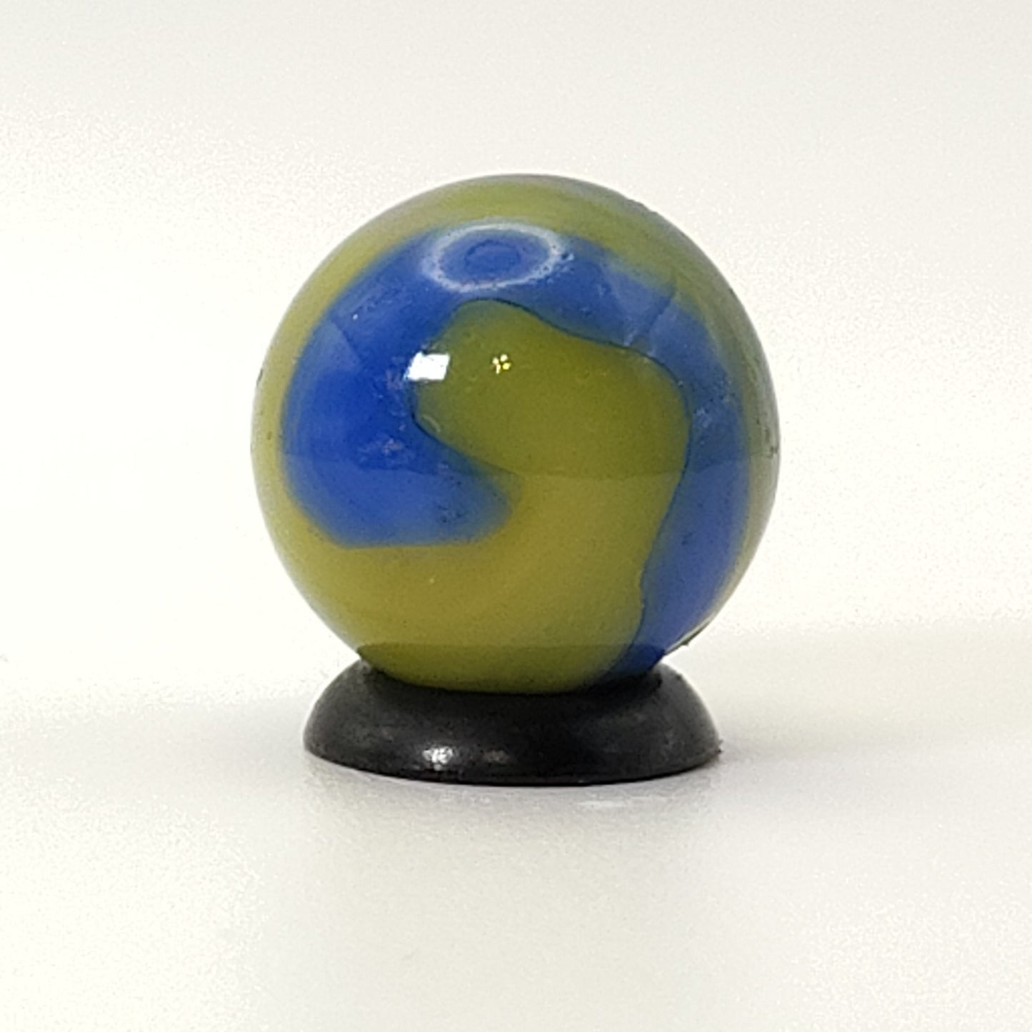 5/8" Akro Agate Special Corkscrew Marble Blue Translucent Yellow & White NM-