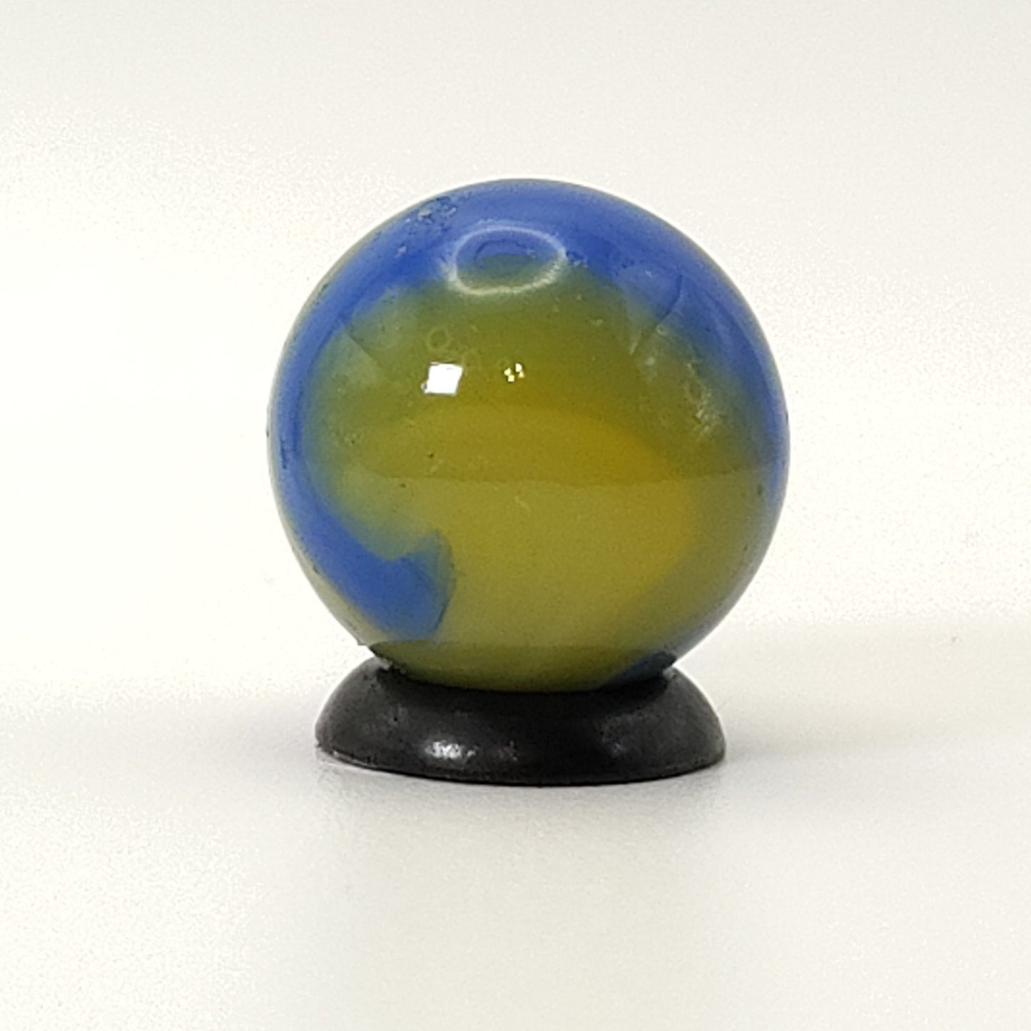 5/8" Akro Agate Special Corkscrew Marble Blue Translucent Yellow & White NM-