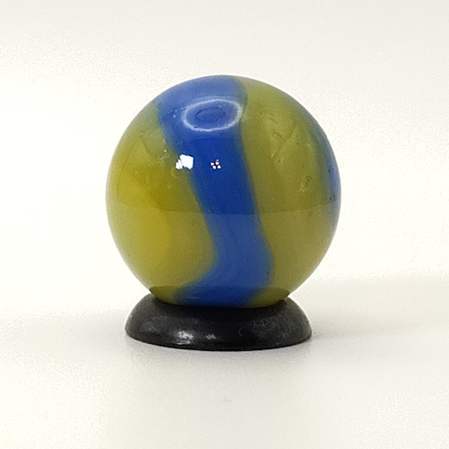 5/8" Akro Agate Special Corkscrew Marble Blue Translucent Yellow & White NM-