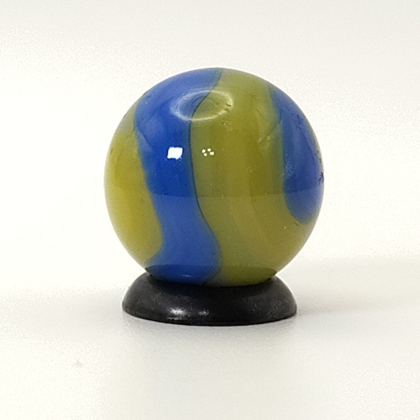 5/8" Akro Agate Special Corkscrew Marble Blue Translucent Yellow & White NM-