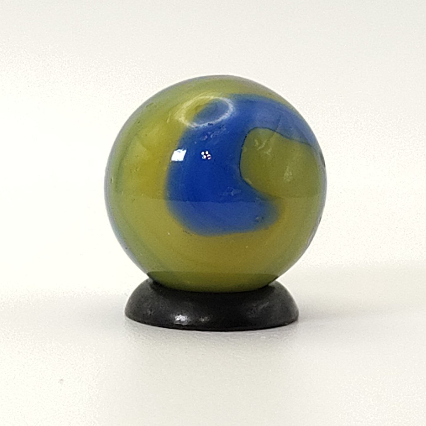 5/8" Akro Agate Special Corkscrew Marble Blue Translucent Yellow & White NM-