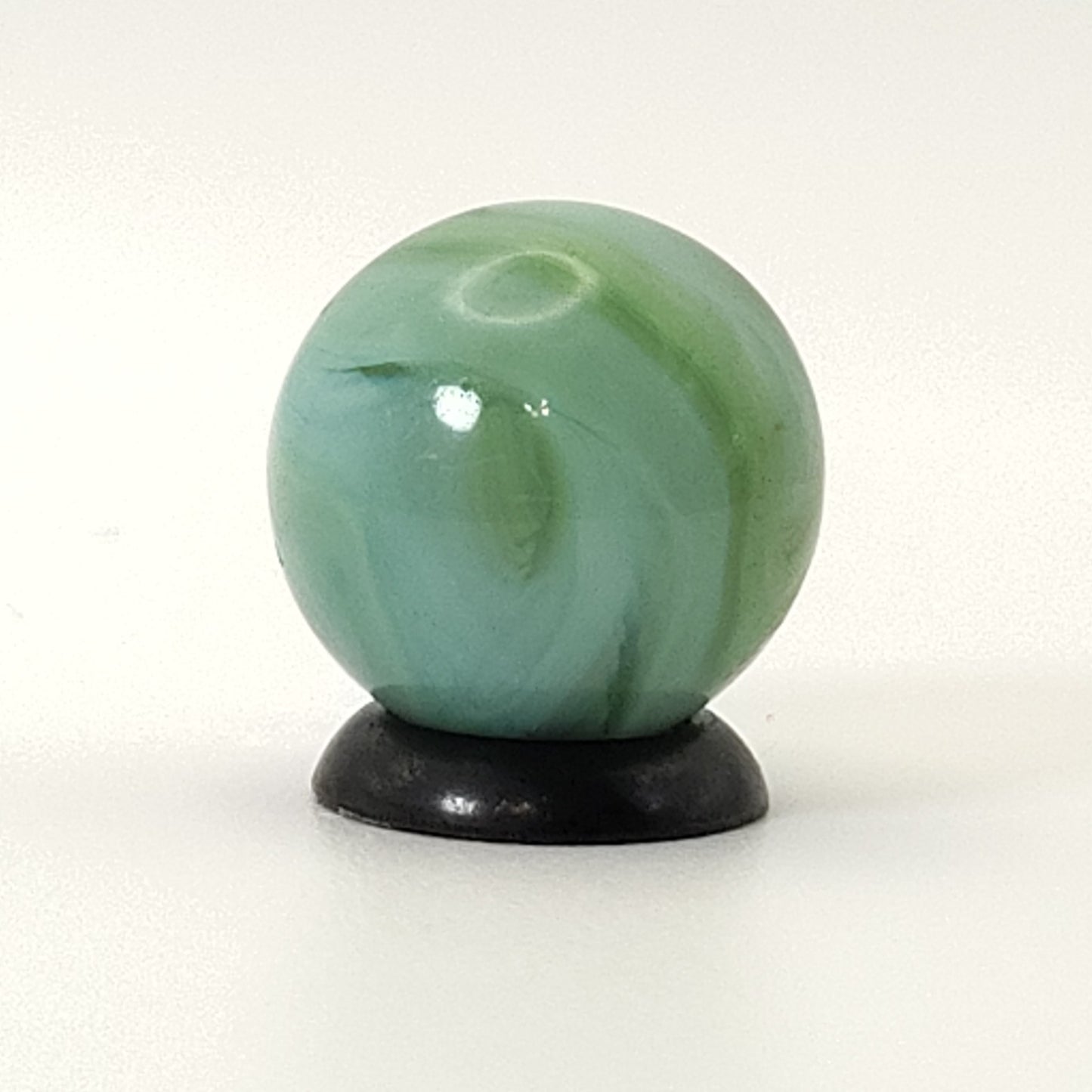5/8" Swirl Marble Clear Base with green & blue ribbons NM