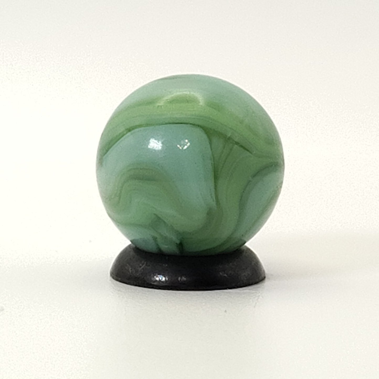 5/8" Swirl Marble Clear Base with green & blue ribbons NM