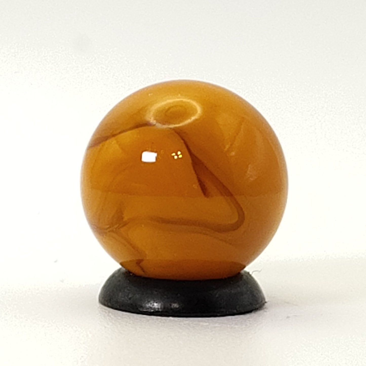 5/8" Transparent Clear Base Marble w/ thick orange ribbons UV NM+