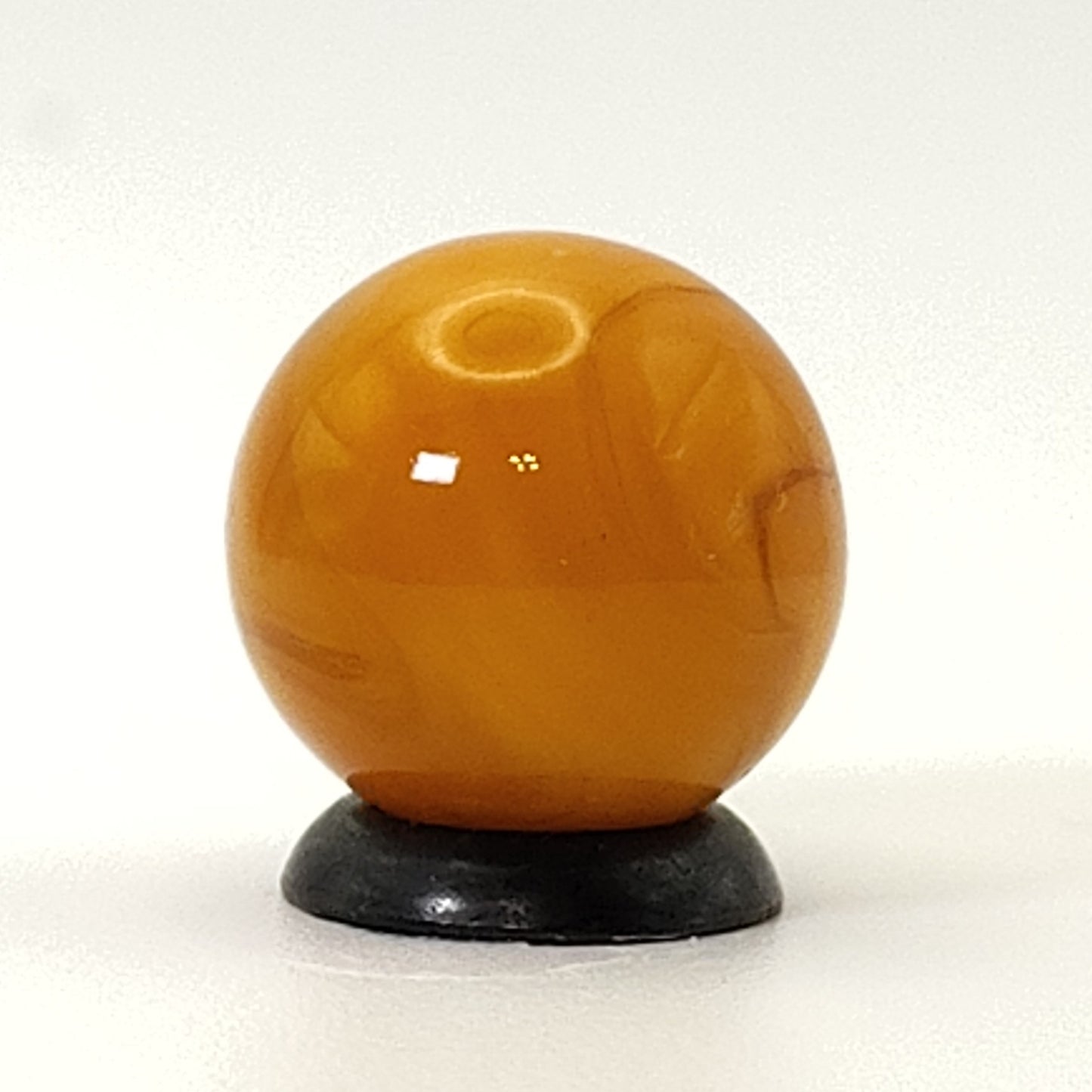 5/8" Transparent Clear Base Marble w/ thick orange ribbons UV NM+