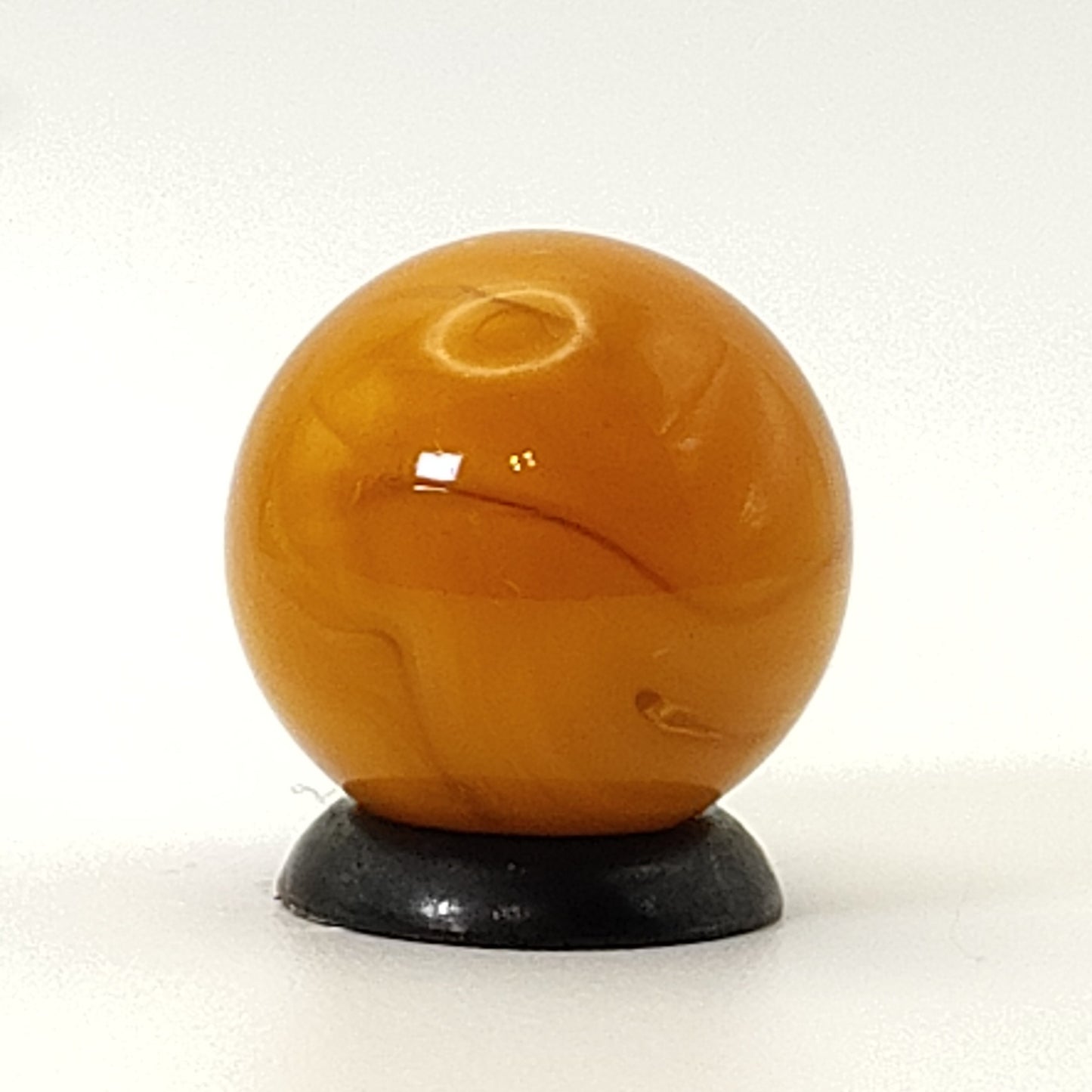5/8" Transparent Clear Base Marble w/ thick orange ribbons UV NM+