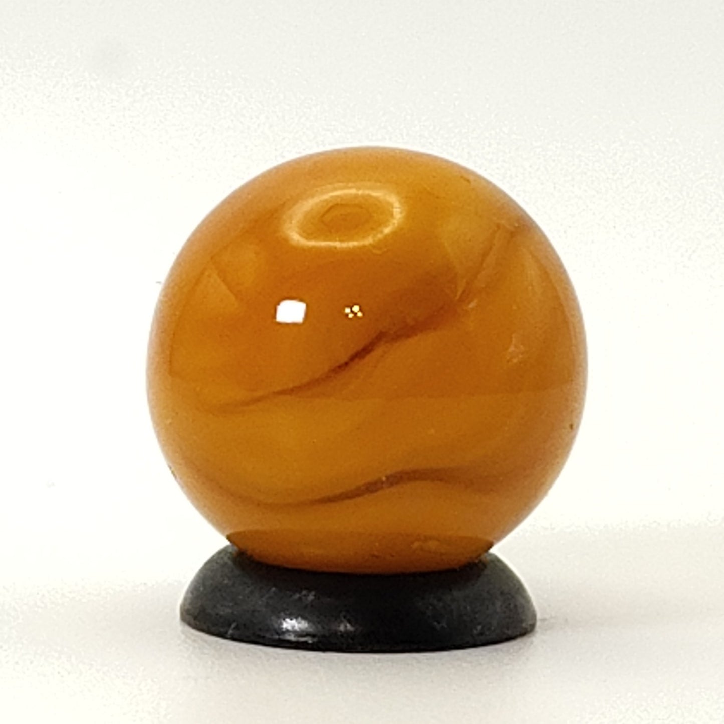 5/8" Transparent Clear Base Marble w/ thick orange ribbons UV NM+