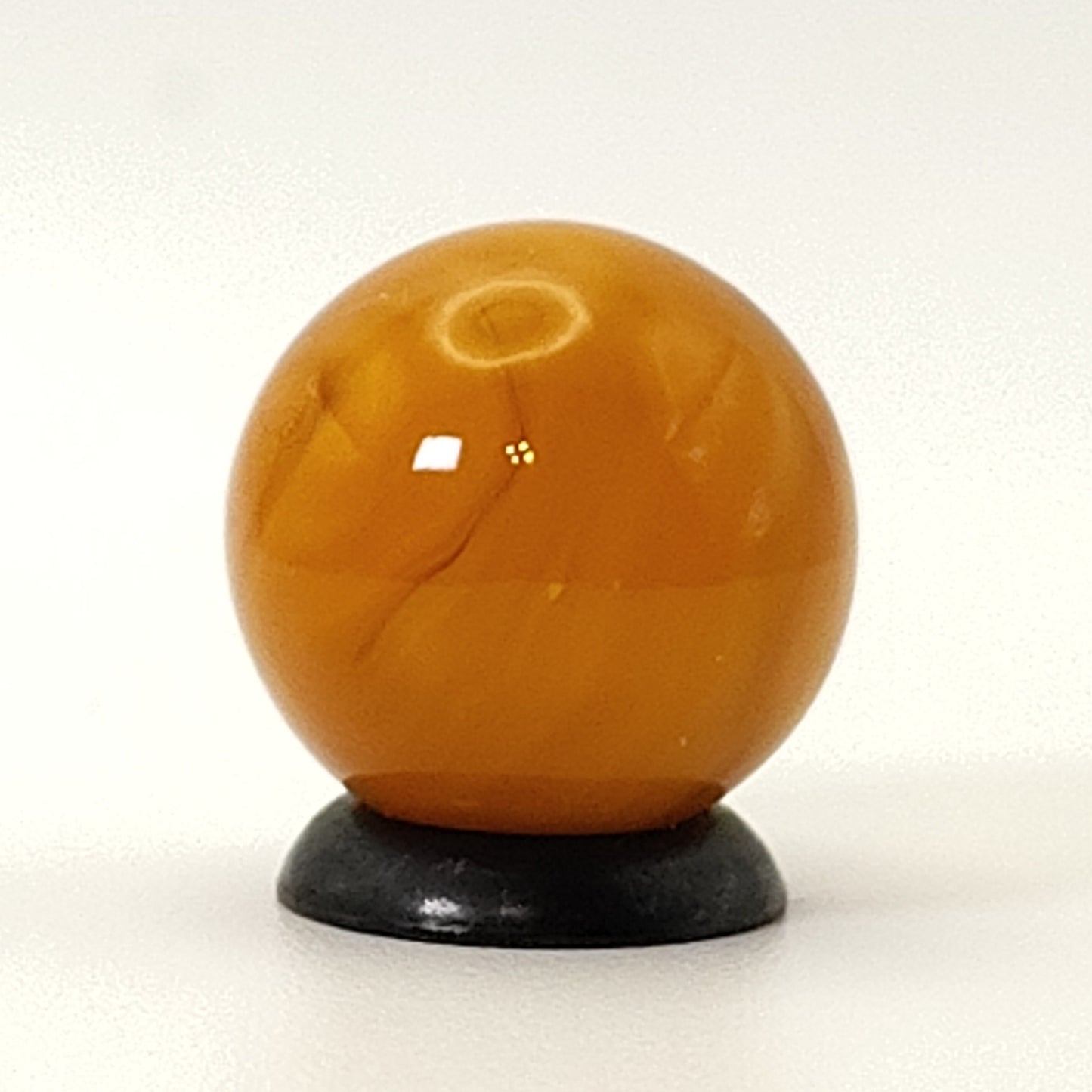 5/8" Transparent Clear Base Marble w/ thick orange ribbons UV NM+