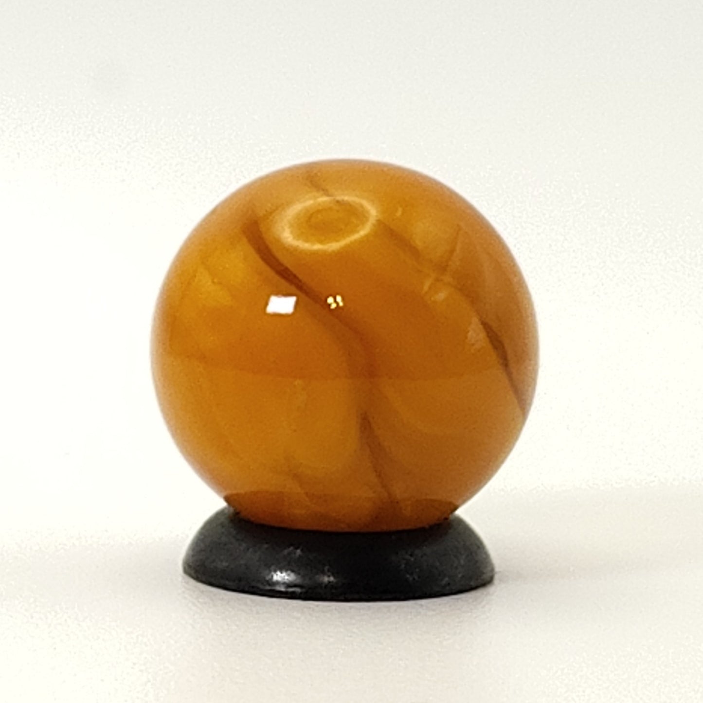 5/8" Transparent Clear Base Marble w/ thick orange ribbons UV NM+