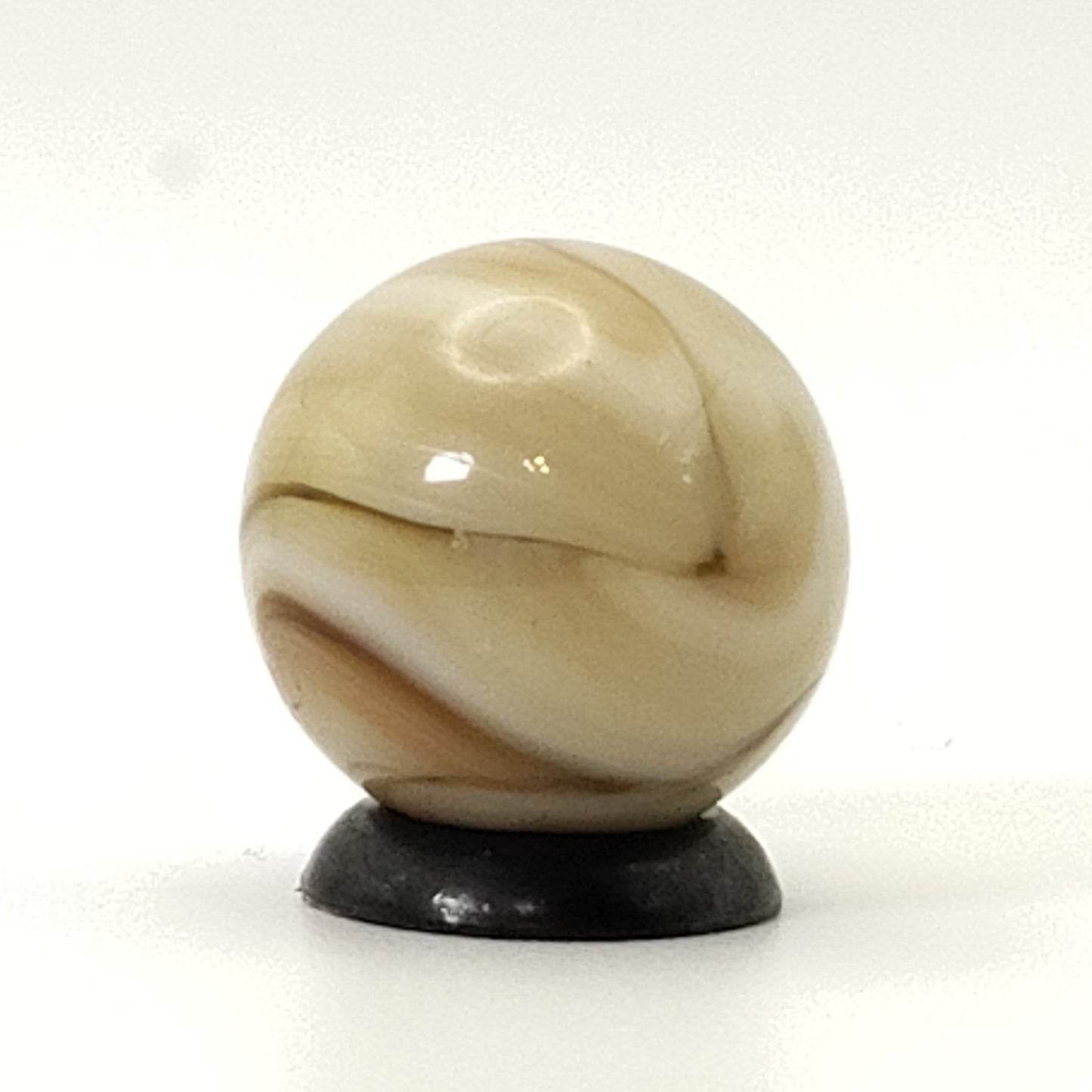 5/8" Swirl Marble Cream Base Tan Brown Manganese Glow NM
